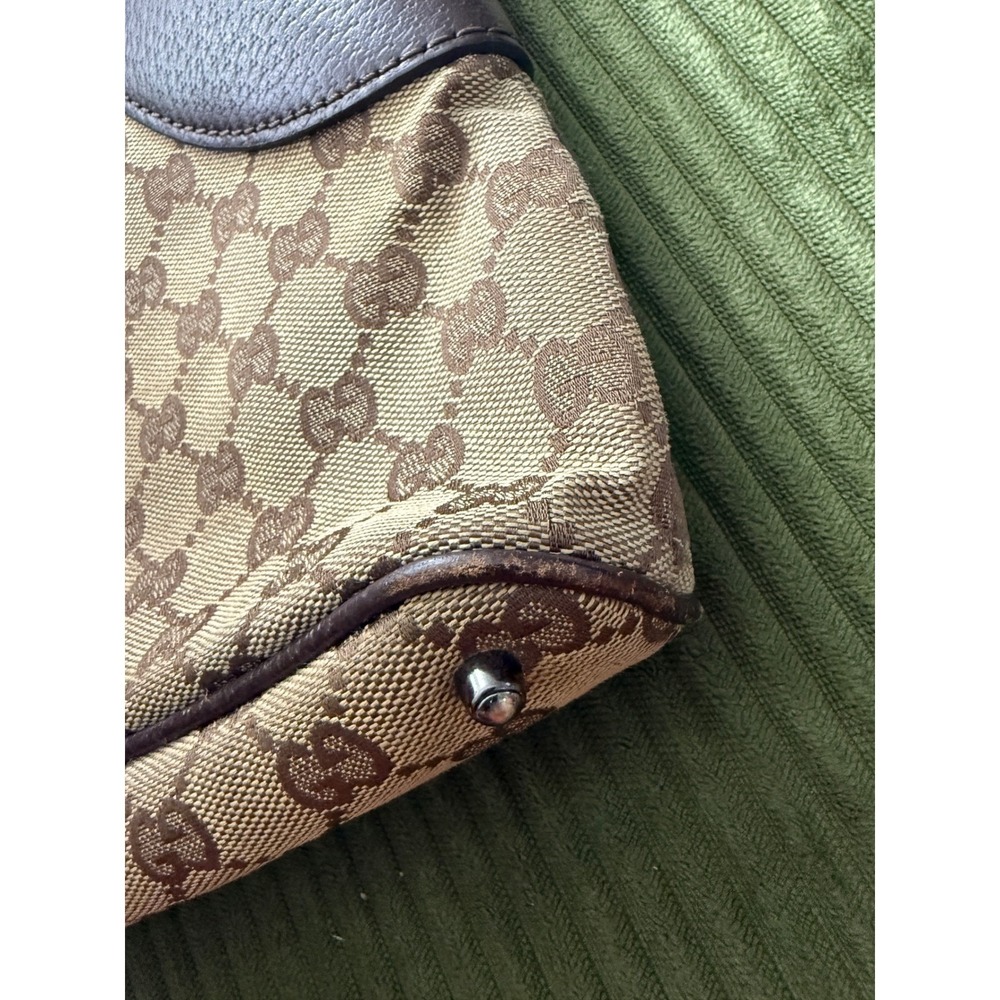 Gucci Abbey GG Monogram Canvas Leather Shoulder Bag Brown w/ issue Cert of Auth - Picture 5 of 10